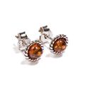 Click to view product details and reviews for Rope Edge Stud Earrings In Silver And Amber Green.
