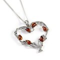 Click to view product details and reviews for Tree Of Love Heart Necklace In Silver And Cognac Amber Cognac 16 42cm.