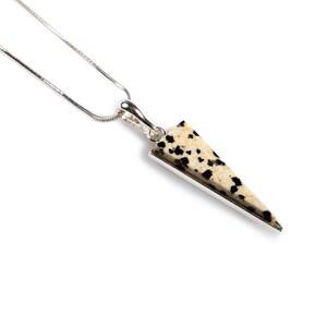 Dalmatian Jasper Triangle Necklace Set In Silver 16 42cm