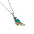 Click to view product details and reviews for Tropical Macaw Parrot Necklace In Silver Turquoise And Amber 16 42cm.