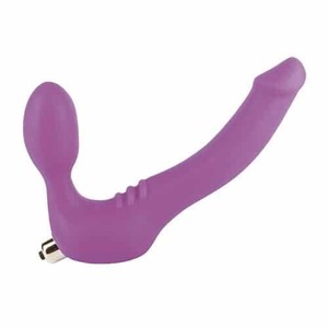 Simply Strapless Medium Strap On Vibrator -Purple