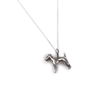 Miniature Airedale Terrier Dog Necklace In Silver 16 42cm