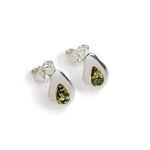 Avocado Stud Earrings In Silver And Green Amber Default Title