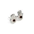Click to view product details and reviews for Hamsa Hand Stud Earrings In Silver And Amber Default Title.