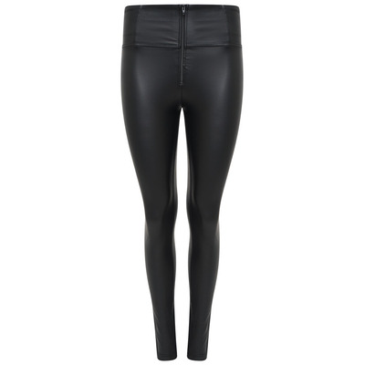 FREDDY WRUP1HC006 SHAPING EFFECT HIGH RISE FAUX LEATHER SKINNY PANT - BLACK - L