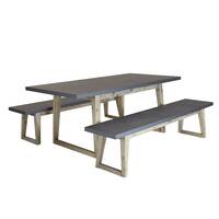 Charles Bentley Fibre Cement and Wood Dining Set - Including Table & 2 Benches
