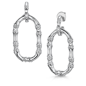 Rox Cane Silver Double Oval Drop Earrings