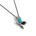 Click to view product details and reviews for Butterfly Necklace In Silver And Cherry Amber Turquoise 16 42cm.