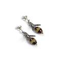 Click to view product details and reviews for Hornet Bee Stud Drop Earrings In Silver And Amber Default Title.
