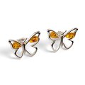 Click to view product details and reviews for Butterfly Stud Earrings In Silver And Yellow Amber Default Title.