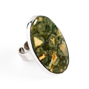 Rainforest Jasper Adjustable Statement Ring Natural Designer Gemstone Default Title
