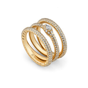 Gucci Ouroboros 3 Band 18ct Yellow Diamond Ring