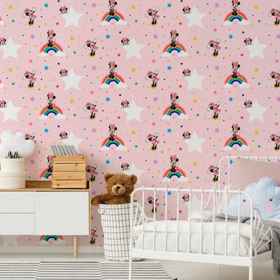 Disney Minnie Mouse Rainbow Wallpaper Pink Graham and Brown 108592