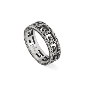 Gucci G Cube Aged Silver Ring