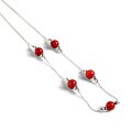 Click to view product details and reviews for Delicate 5 Stone Necklace In Silver And Coral Default Title.