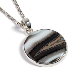 Superb Quality Black Banded Agate Necklace Natural Designer Gemstone 16 42cm