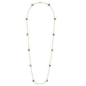 Gucci Lmdm 18ct Yellow Gold Dia Turquoise Necklace