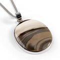 Click to view product details and reviews for Large Oval Striped Flint Necklace Set In Silver Natural Designer Gemstones 16 42cm.