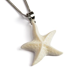 Hand Carved Starfish Necklace Natural Designer Gemstone 16 42cm
