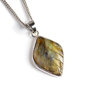 Natural Labradorite Leaf Necklace Natural Designer Gemstone 16 42cm