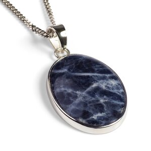 Natural Sodalite Oval Necklace Natural Designer Gemstone 16 42cm