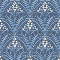 Elegance Bellflower Wallpaper Navy Blue Muriva M66101