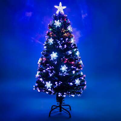 Snowflake Fibre Optic Christmas Tree with White LED Lights 2-6ft, 2FT
