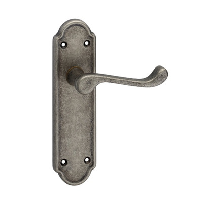 Urfic Ashworth Antique Retro Collection Door Handles On Backplate, Pewter Finish - 100-455-AT (sold in pairs) LOCK (WITH KEYHOLE)