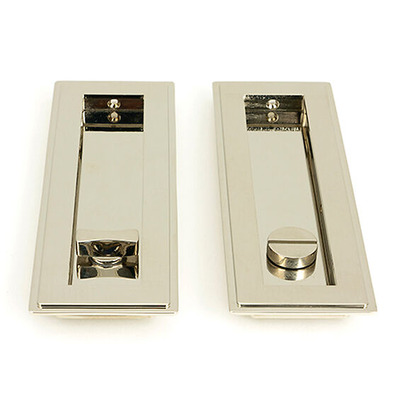 From The Anvil Art Deco Rectangular Pull Privacy Set (175mm OR 250mm), Polished Nickel - 50156 POLISHED NICKEL - 175mm x 60mm