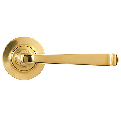 From The Anvil Avon Door Handles On Plain Rose, Polished Brass - 50596 (sold in pairs) POLISHED BRASS - SPRUNG