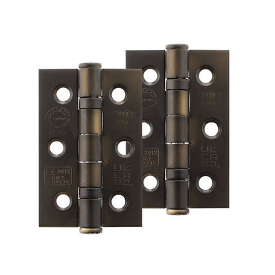 Atlantic Grade 7 Fire Rated 3 Inch Solid Steel Ball Bearing Hinges, Urban Dark Bronze - A2H322UDB (sold in pairs) URBAN DARK BRONZE