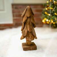 Natural Teak Wooden Christmas Tree - 30cm