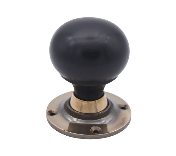 Door Handle Company Spira Brass Ebony Bun Rim/Mortice Door Knob (60Mm), Aged Brass - Sb2120ab (Sold In Pairs) Solid Ebony Wood And Aged Brass