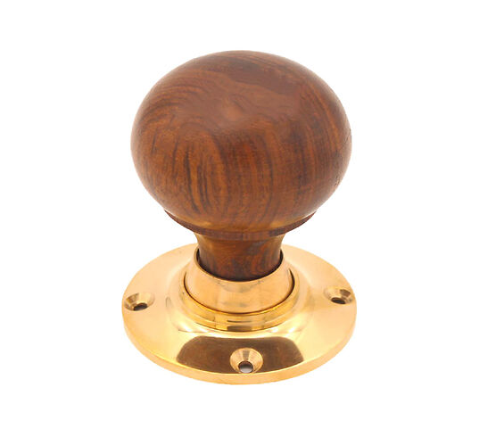 Door Handle Company Spira Brass Ebony Bun Rim/Mortice Door Knob (60Mm), Polished Brass - Sb2121pb (Sold In Pairs) Rosewood Wood And Polished Brass