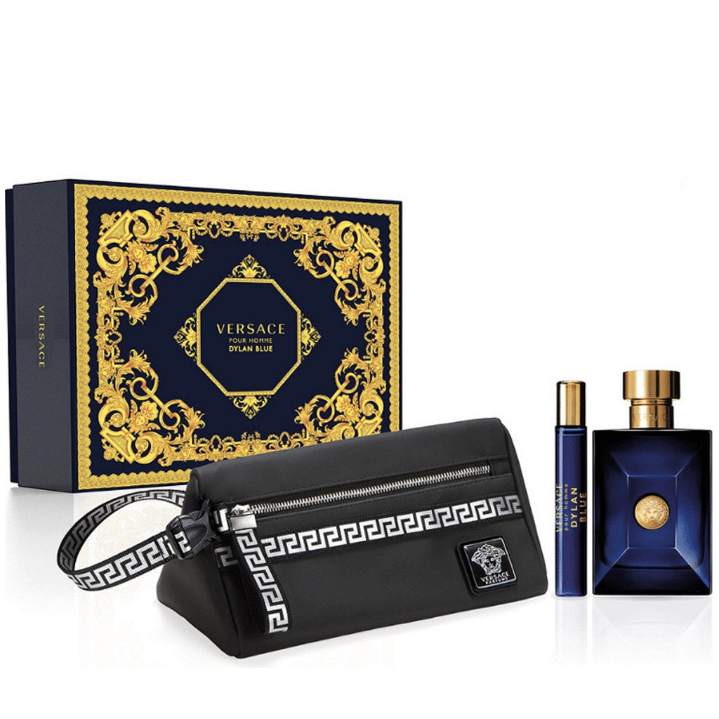 Versace Men's Blue Pour Homme Dylan Gift Set 100Ml Edt + 10Ml Edt + Toiletry Bag