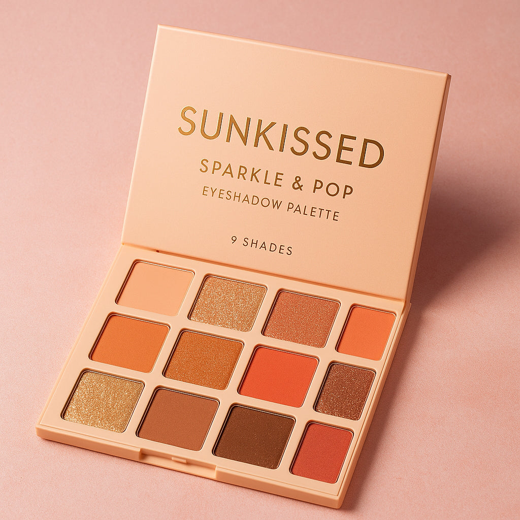 Sunkissed Golden/Light/Coral Sparkle & Pop Eyeshadow Palette - 9 Shades