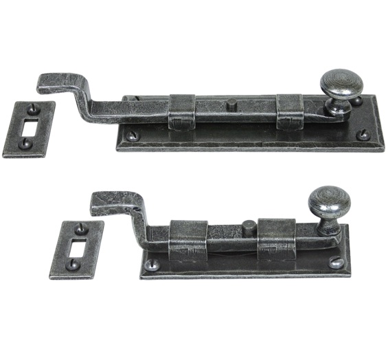 Door Handle Company From The Anvil Cranked Knob Bolt (4" Or 6"), Pewter - 33721 Pewter - 6"