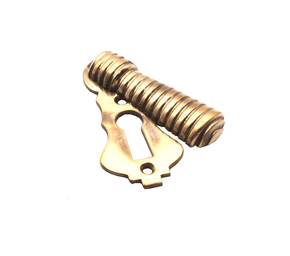 Door Handle Company Spira Brass Reeded Beehive Escutcheon, Aged Brass - Sb3101ab Aged Brass - Standard Profile (Key Hole)