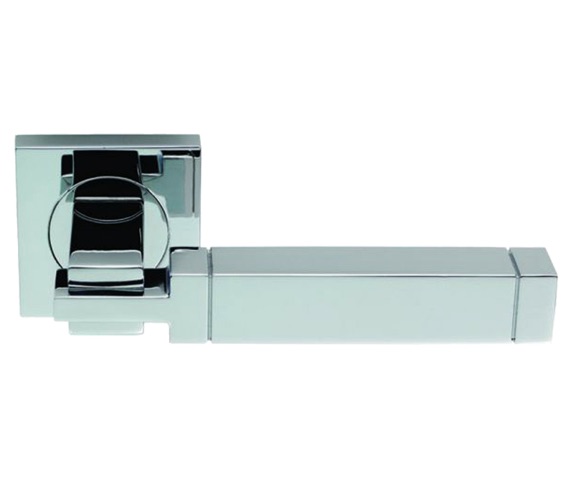 Door Handle Company Carlisle Brass Serozzetta Cube Door Handles On Square Rose, Polished Chrome - Szm320cp (Sold In Pairs) Polished Chrome