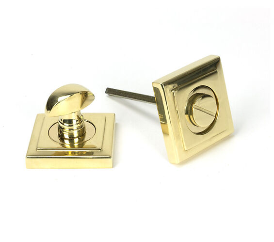 Door Handle Company From The Anvil Square Bathroom Thumbturn, Polished Brass - 50753 Polished Brass