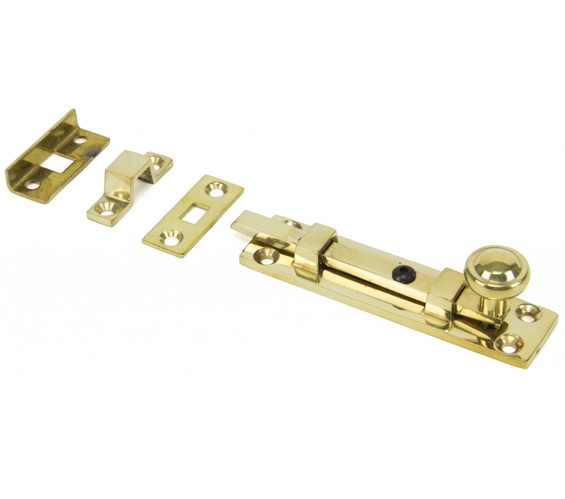 Door Handle Company From The Anvil Universal Door Bolt (4" Or 6"), Polished Brass - 33096 Polished Brass - 4"