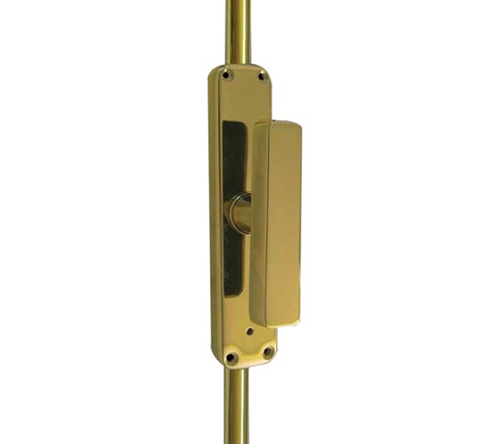 Door Handle Company Frelan Hardware Locking Espagnolette Bolt With Square Handle, Polished Brass - Jv617pb Polished Brass