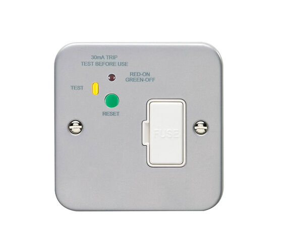 Door Handle Company Carlisle Brass Eurolite Utility 13 Amp Rcd Unswitched Fused Spur, Passive-30Ma Type A, Metal Clad - Mc5033 Metal Clad