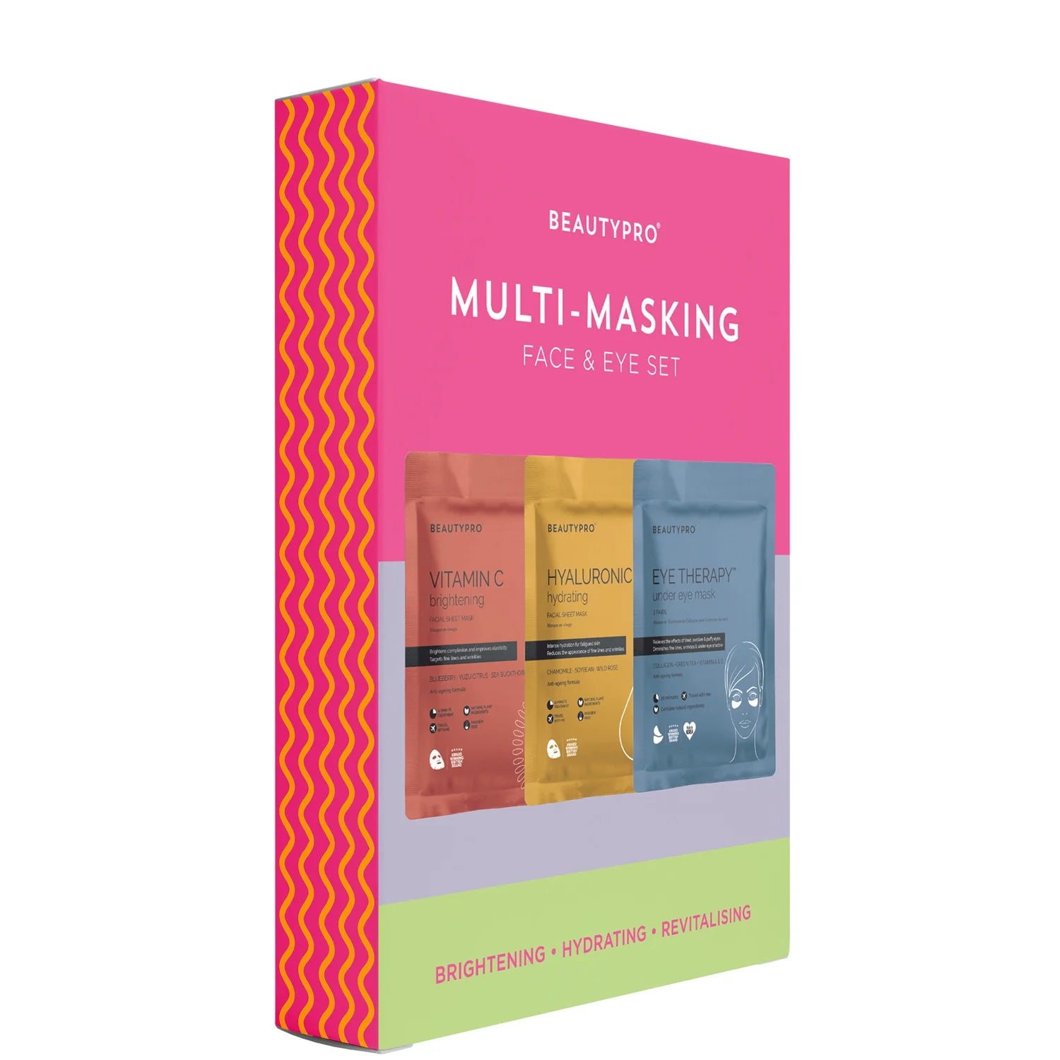 Beauty Pro Dark Multi-Masking Face & Eye Set 3 Pieces (This Set Contains:\N\N1x Vitamin C Brightening Sheet Mask\N1x Hyaluronic Hydrating Sheet Mask\N1x Eye Therapy Mask)