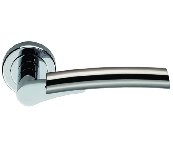 Door Handle Company Carlisle Brass Serozzetta Valiant Door Handles On Round Rose, Dual Finish Polished Chrome & Satin Nickel - Szm014cpsn (Sold In Pairs) Dual Finish Polished Chrome & Satin Nickel
