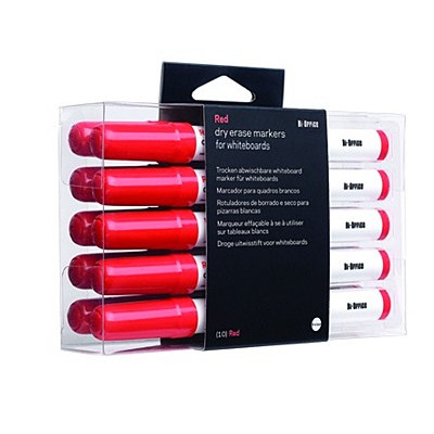 Bi-Office Box of 10 Drywipe Markers Red