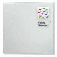 Image of NAGA Magnetic Glass Noticeboard WHITE 35 x 35cm
