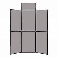 Image of 6 Panel Folding Display Stand Black Frame/Grey Fabric