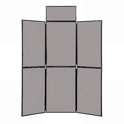 6 Panel Folding Display Stand Black Frame/Grey Fabric