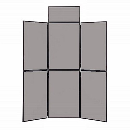 6 Panel Folding Display Stand Black Frame/Grey Fabric